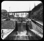 View of Lock 67 in a series of stairstep locks on the Erie Canal at Lockport, N.Y.