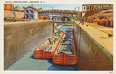 Erie Canal locks at Lockport, looking East