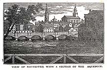 View of Rochester with a section of the Aqueduct