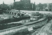 Subway construction at Aqueduct, 1922