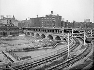 Subway construction at Aqueduct, 1922