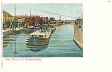 Erie Canal at Schenectady with canal boat