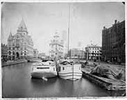 Boats in the Erie Canal - Clinton Square, Syracuse, N.Y.