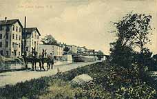 Mules towing a canal boat through Lyons, N.Y.