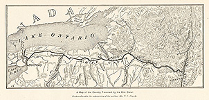 A map of the country traversed by the Erie Canal