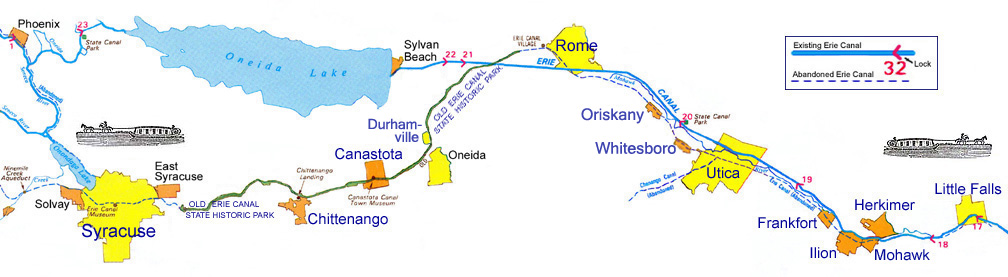 Map of the Erie Canal - East Central Section