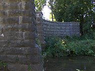 Centreport Aqueduct - north side, looking west from stream level