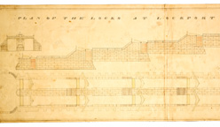 Drawing of locks built on the Erie Canal at Lockport, N.Y.