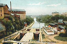 Looking down on the Locks from Pine Street Bridge, Lockport, N.Y.