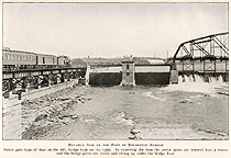 Movable dam at the foot of Rochester harbor