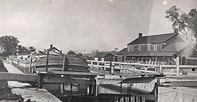 Enlarged Erie Canal Lock No. 30 and Brown's Cash Store, Fort Hunter, N.Y.