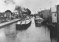 Steel barges at Canastota, N.Y., Erie Canal.