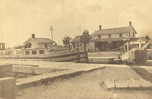 Canal boat going through a lock