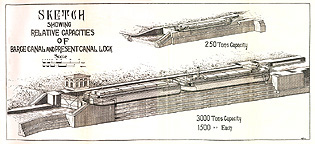 Comparison of Enlarged Erie Canal and Barge Canal lock sizes