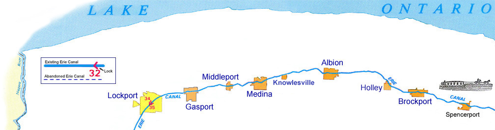 Map of the Erie Canal - Western Section, North