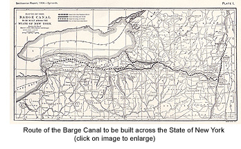 Route of the Barge Canal to be built across the State of New York