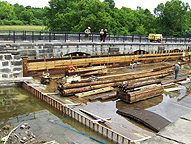 Nine Mile Creek Aqueduct restoration - Western end of the north wall