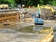 Nine Mile Creek Aqueduct restoration - Working on the eastern end