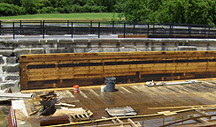 Nine Mile Creek Aqueduct restoration - Western end of the north wall