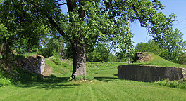 Enlarged Erie Canal Change Bridge no. 39, looking east from within the canal bed