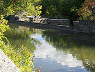 The trunk of the aqueduct, looking southeast from the towpath