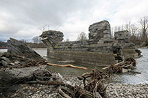 Looking northeast at the collapsed end