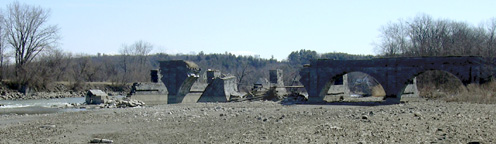 The collapsed center section, looking south