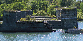 Looking west at the remains of the aqueduct