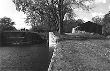 View west into Yankee Hill Lock, north side, Fort Hunter, N.Y.