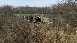 The Seneca River Aqueduct, eastern end, towpath side, looking northwest