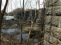 The Seneca River Aqueduct, eastern end, heelpath piers, looking west