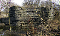 The Seneca River Aqueduct, eastern end, southeasternmost pier, looking northeast